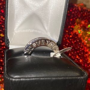.925 SILVER I LOVE YOU UNISEX RING CZ STONES NEW BOX!!
